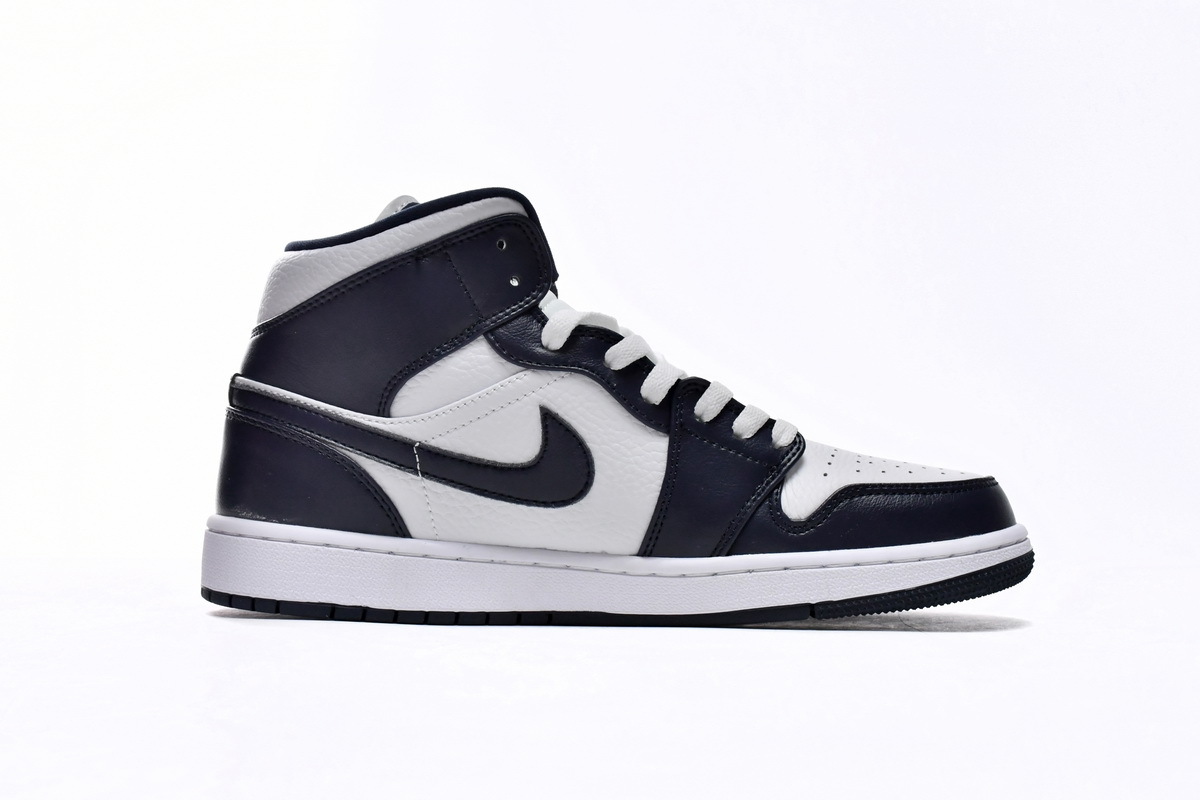 Jordan 1 Mid White Metallic Gold Obsidian 554724-174
