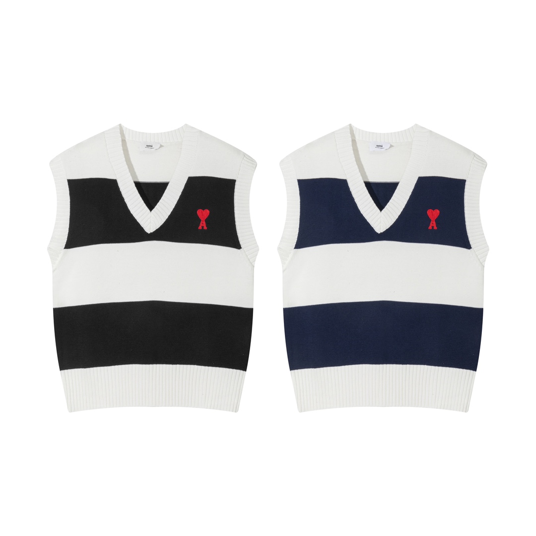 AMI Rugby Stripe Vest Knit