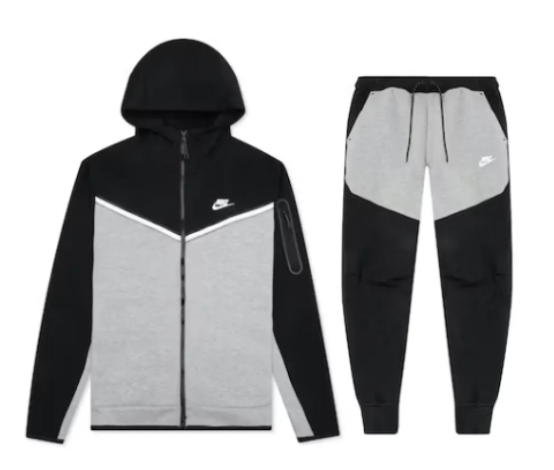 Nike Sportswear Tech Fleece Windrunner Full Zip Hoodie & Joggers Set Dark Grey Heather/Black/White