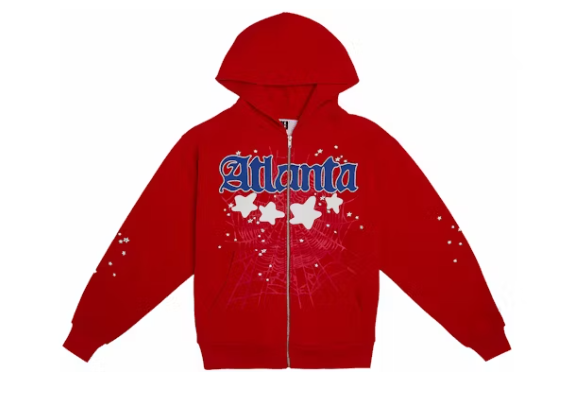 Sp5der Atlanta Zip Up Hoodie Red