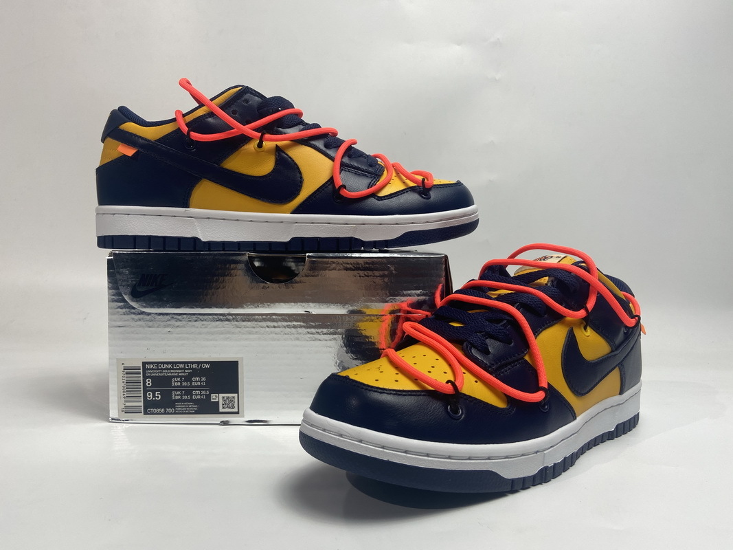 OFF WHITE X Nike Dunk SB Low White Michigan  CT0856-700