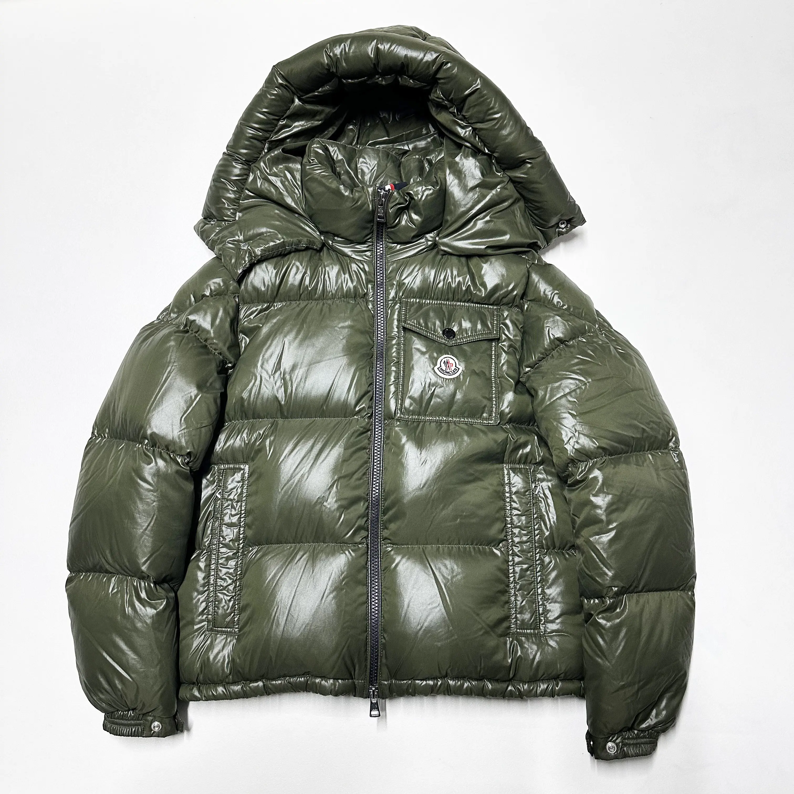 Moncler Hooded Short Down Jacket Green