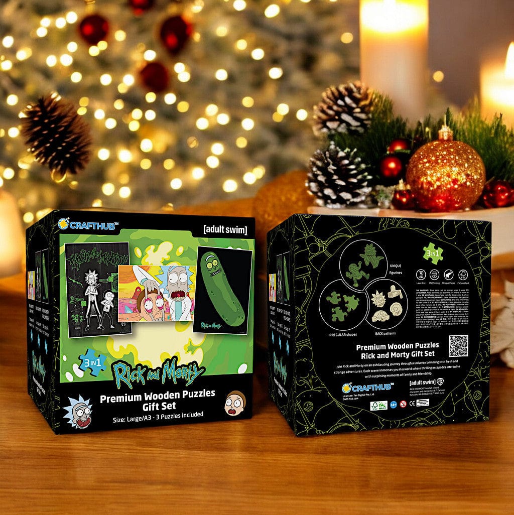 3-Pack RICK AND MORTY™ - Wooden Jigsaw Puzzle Gift Set