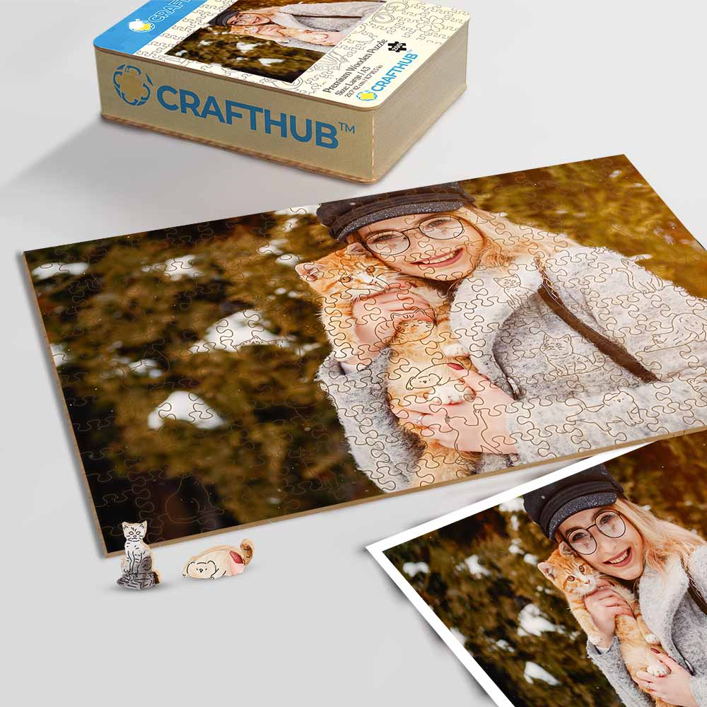 Personalized Wooden Jigsaw Puzzle – Cat Whimsies