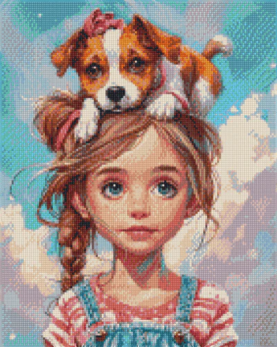 Girl with Puppy Hat - Diamond Painting Kit