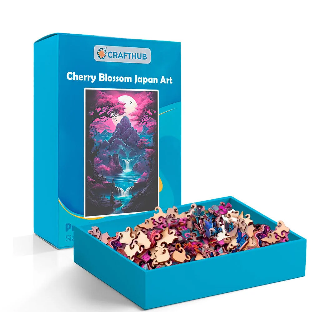 Cherry Blossom Japan Art - Wooden Jigsaw Puzzle