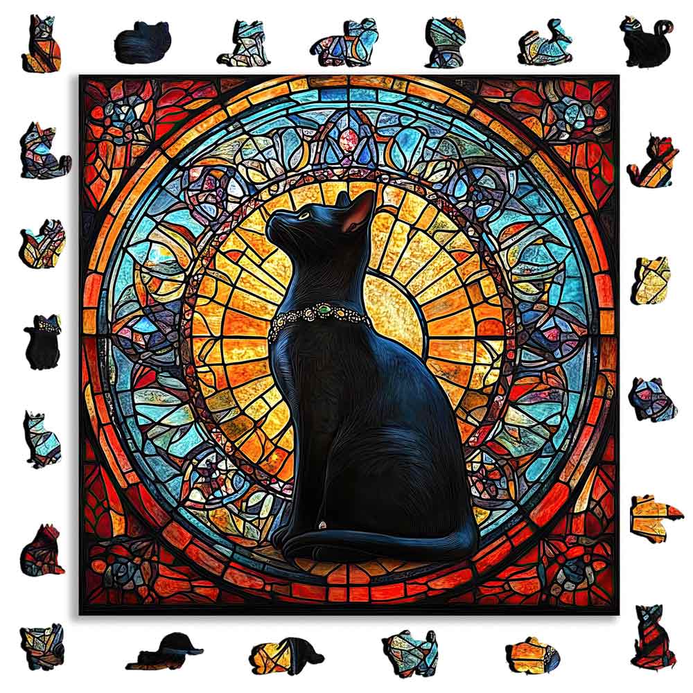 Stained Glass Feline - Jigsaw Puzzle
