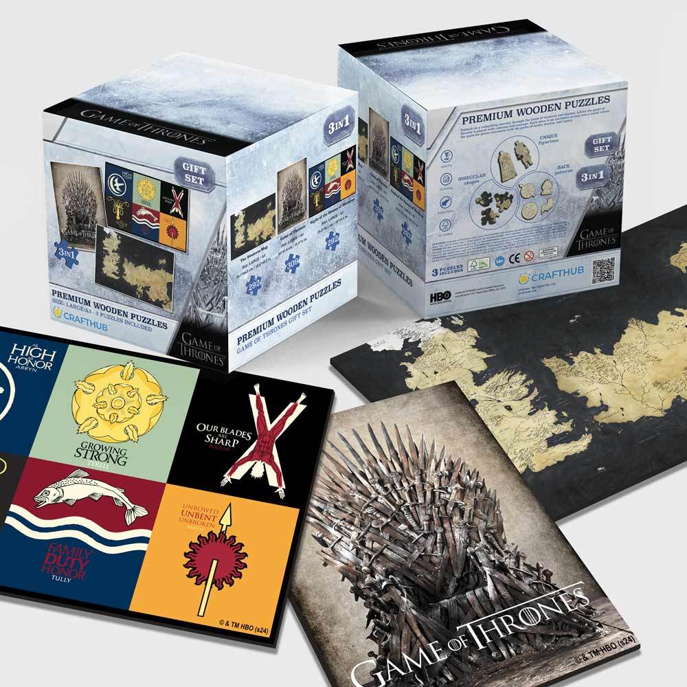 3-Pack GAME OF THRONES™ - Wooden Jigsaw Puzzle Gift Set