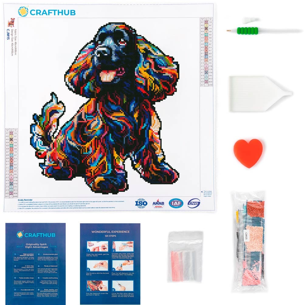 Black Cocker Spaniel Dog - Diamond Painting Kit