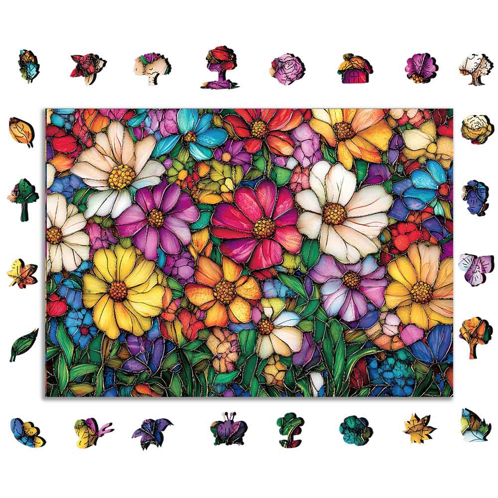 Stained Glass Flowers - Jigsaw Puzzle