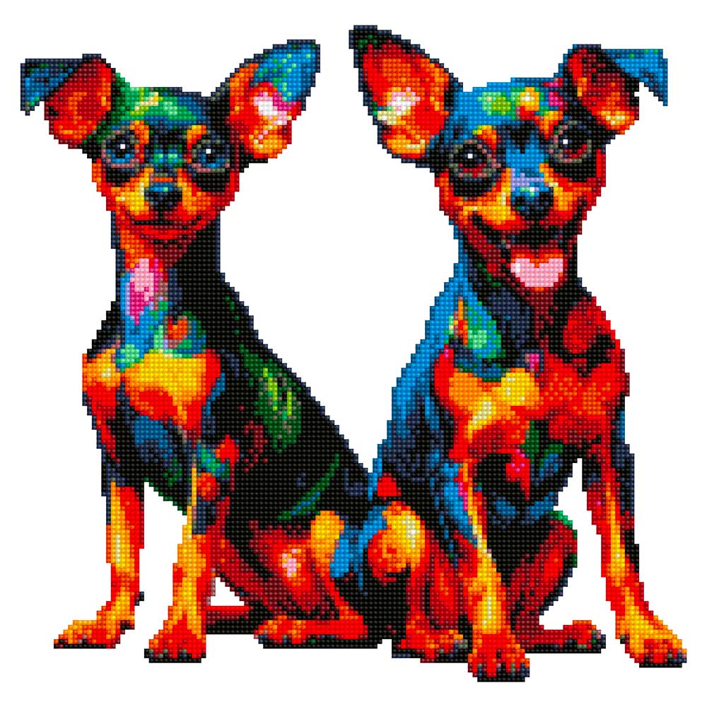 Miniature Pinscher Twins Dog - Diamond Painting Kit