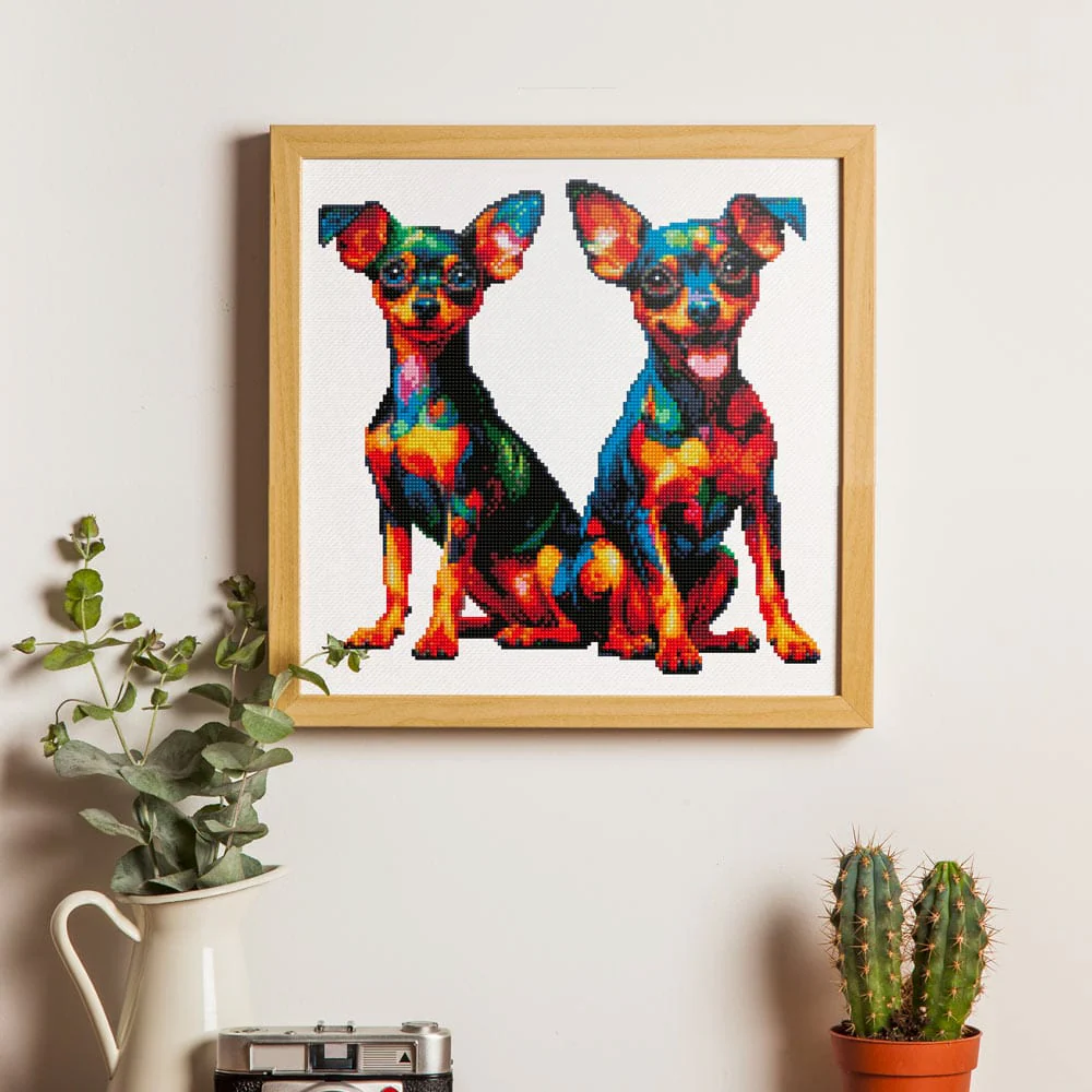 Miniature Pinscher Twins Dog - Diamond Painting Kit