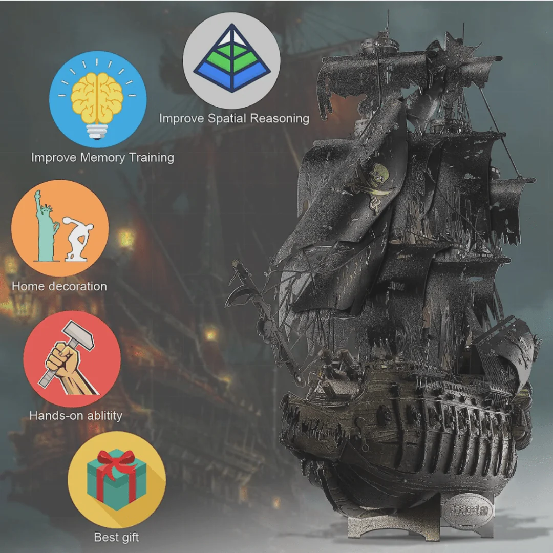 Flying Dutchman Pirate Ship 3D Metal Puzzle