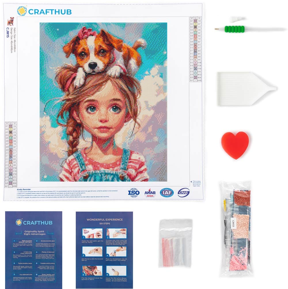 Girl with Puppy Hat - Diamond Painting Kit