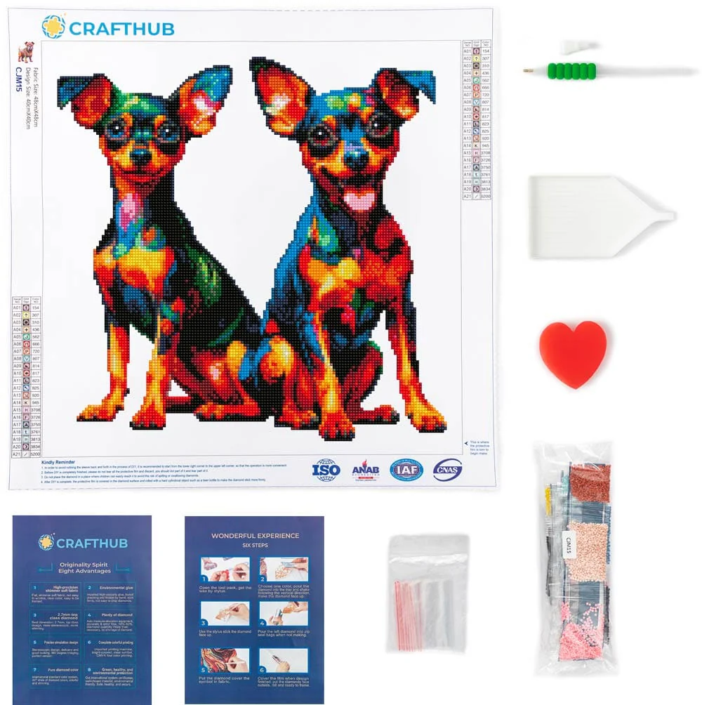 Miniature Pinscher Twins Dog - Diamond Painting Kit