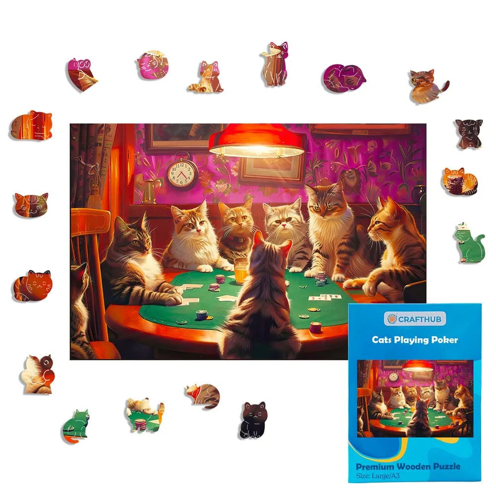 Cats Playing Poker - Jigsaw Puzzle