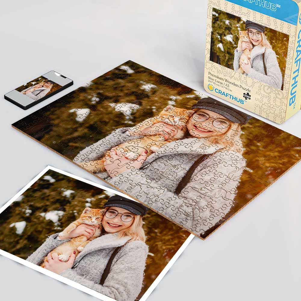 Personalized Wooden Jigsaw Puzzle – Cat Whimsies