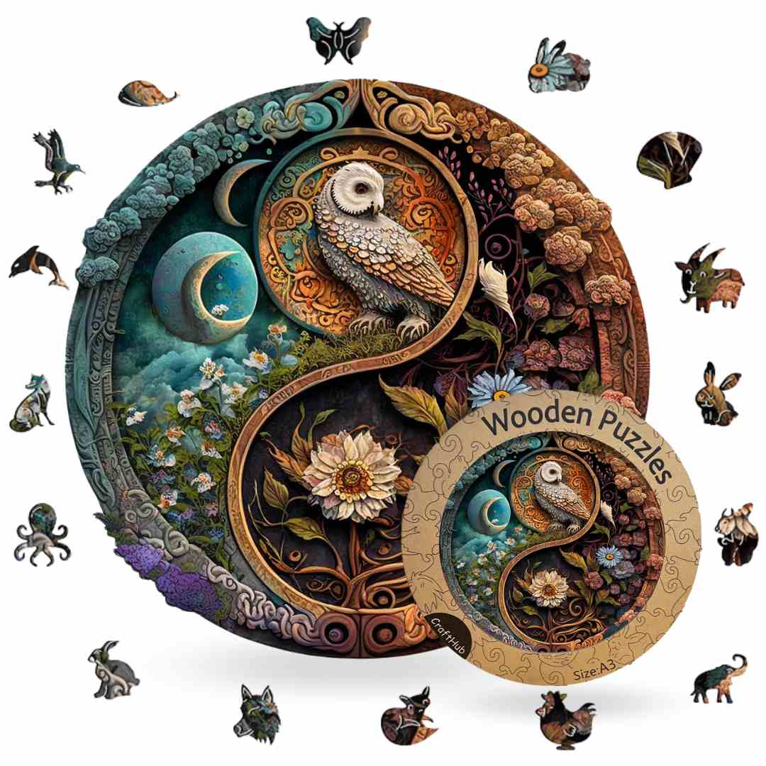 Flower & Bird Yin Yang - Jigsaw Puzzle