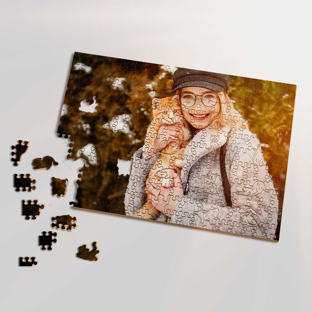 Personalized Wooden Jigsaw Puzzle – Cat Whimsies