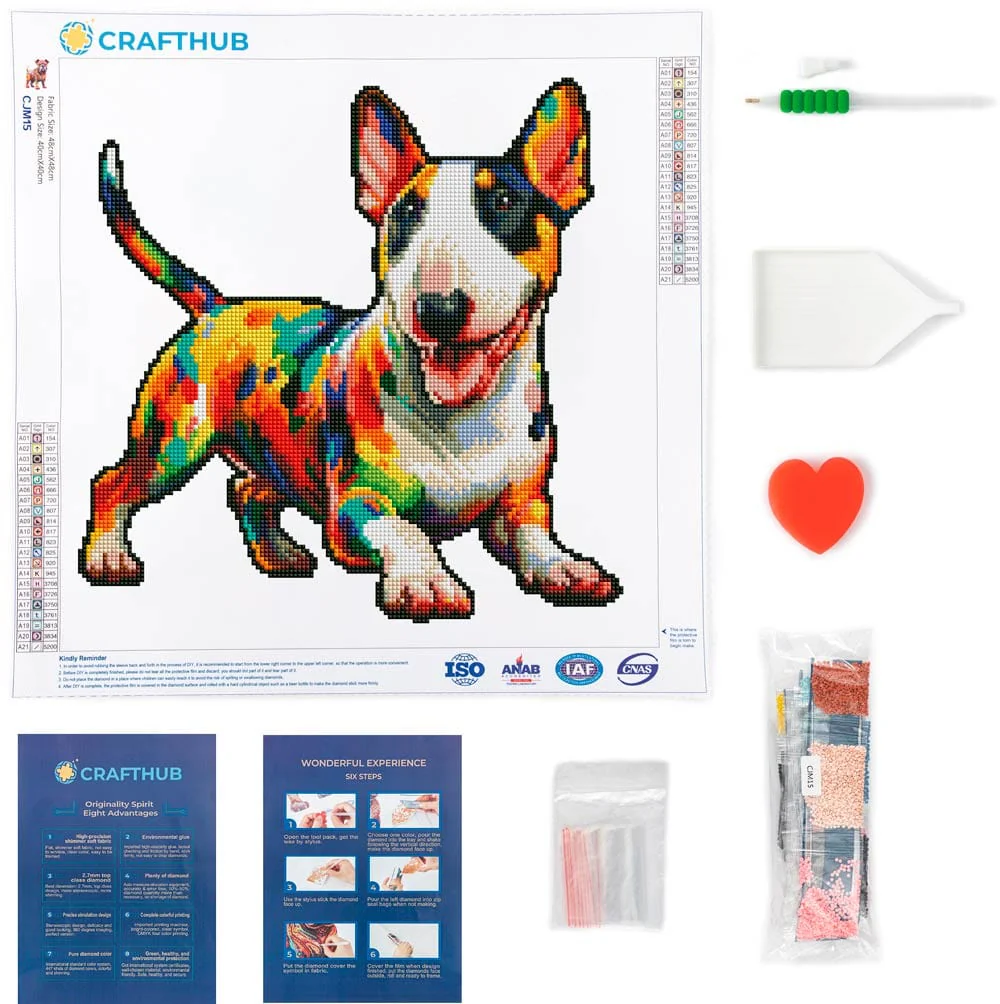English Bull Terrier Dog - Diamond Painting Kit