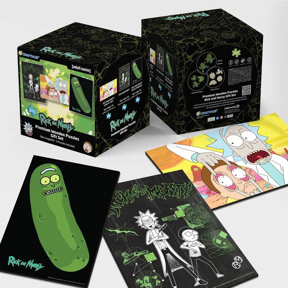 3-Pack RICK AND MORTY™ - Wooden Jigsaw Puzzle Gift Set