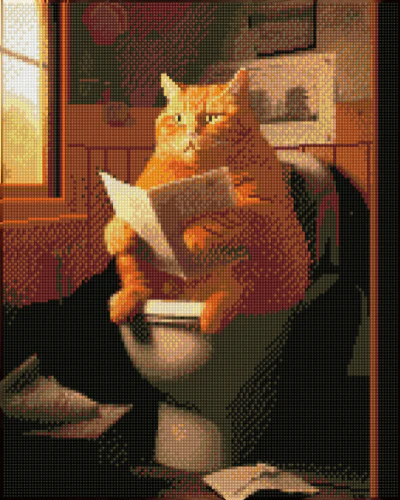 Literary Lounging Cat - Diamond Painting Kit