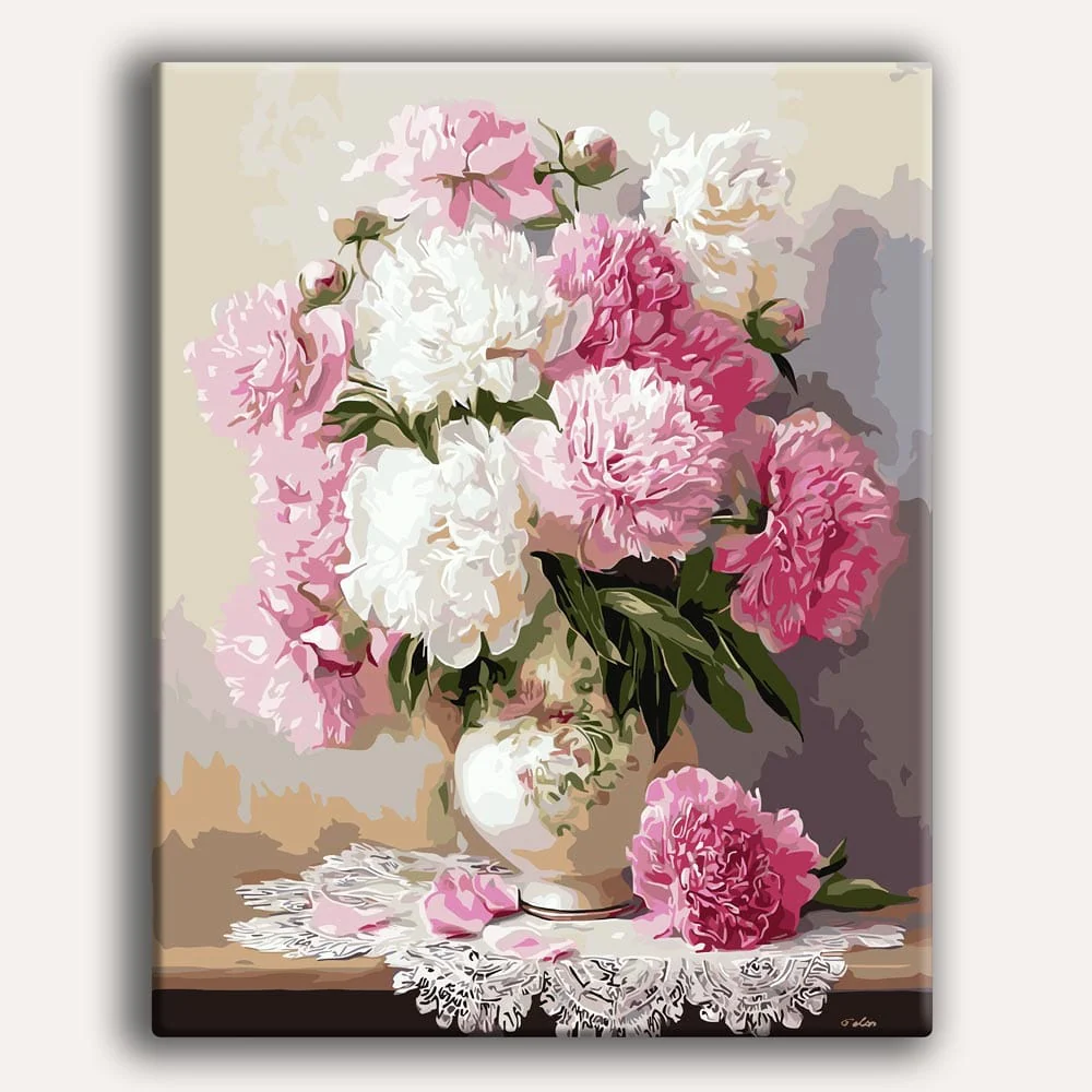 Vase of Peonies - Paint By Numbers Kit