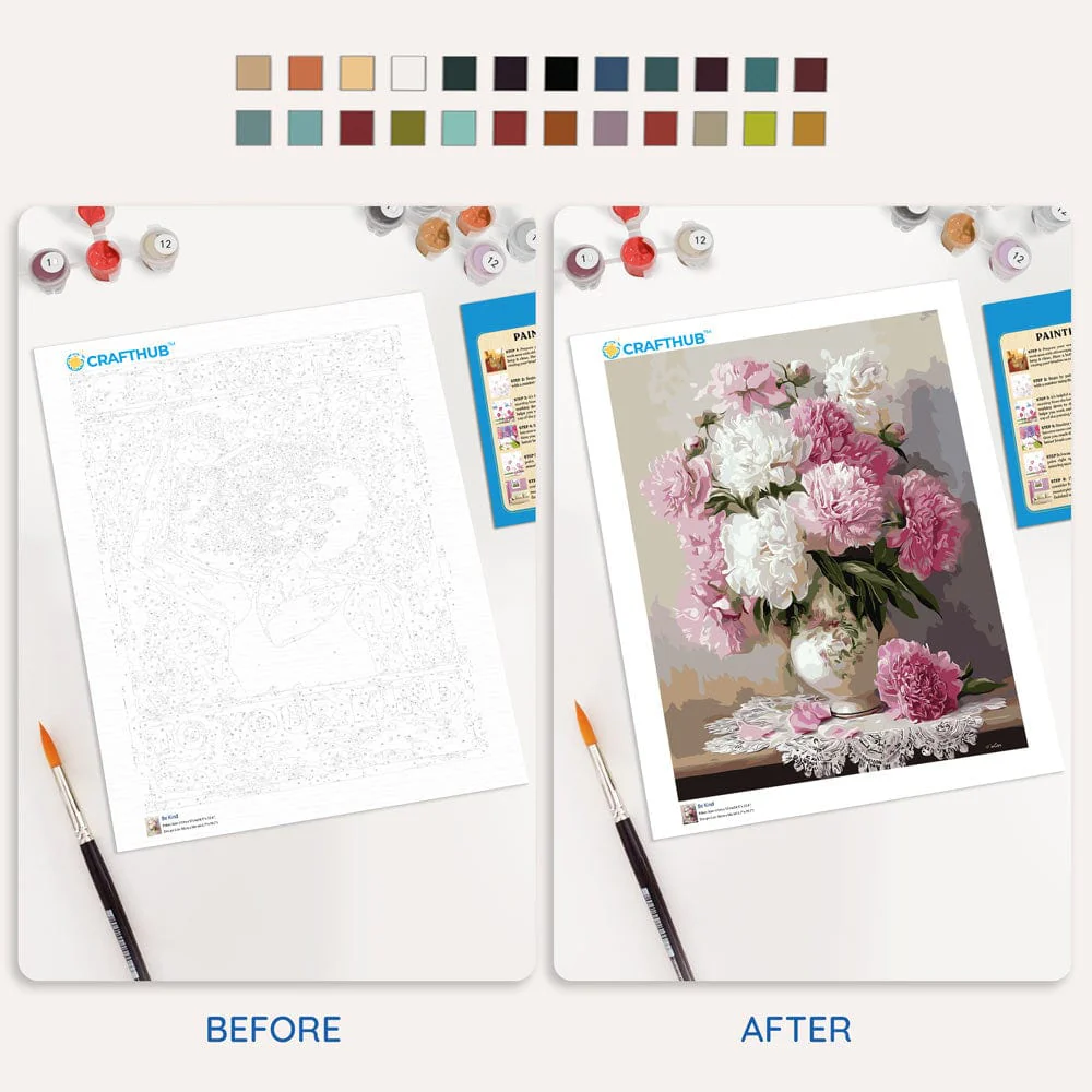 Vase of Peonies - Paint By Numbers Kit