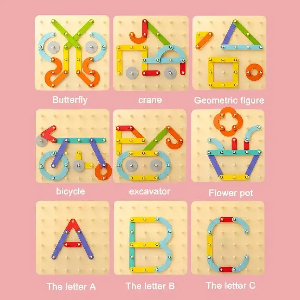 Montessori construction game with variable shapes - Image to copy