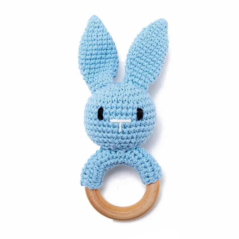 Knitted Bunny Wooden Rattle