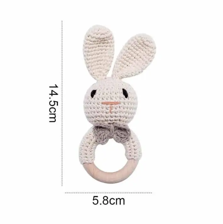 Knitted Bunny Wooden Rattle