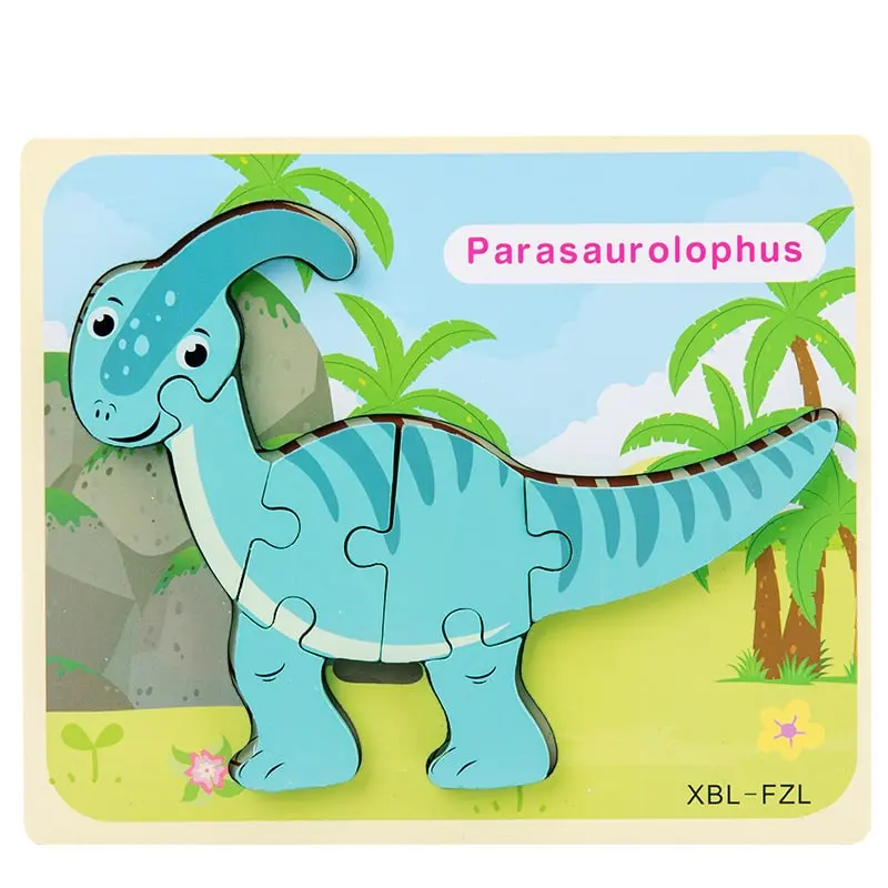 3D Cartoon Dinosaur Wooden Puzzle
