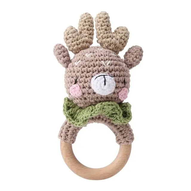 Knitted Animals Wooden Rattles