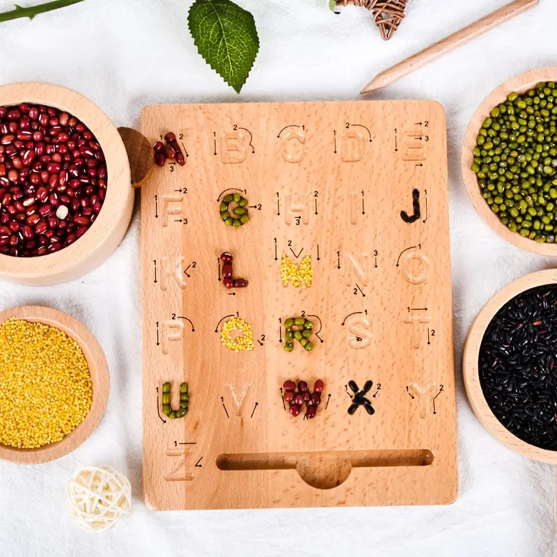 Montessori wooden letter tray