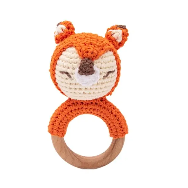 Knitted Animals Wooden Rattles