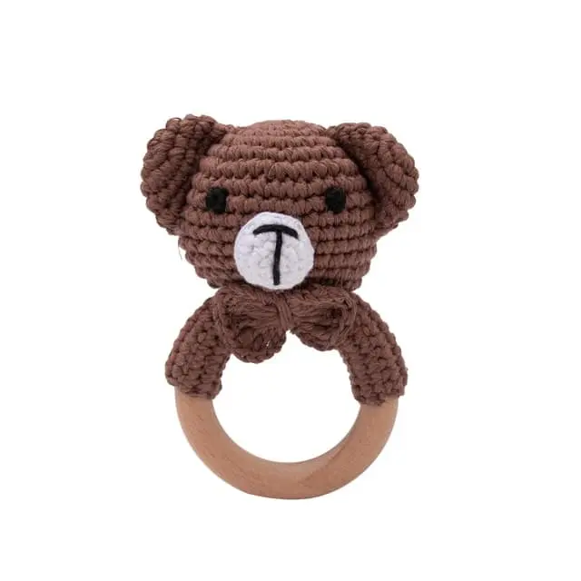Knitted Animals Wooden Rattles