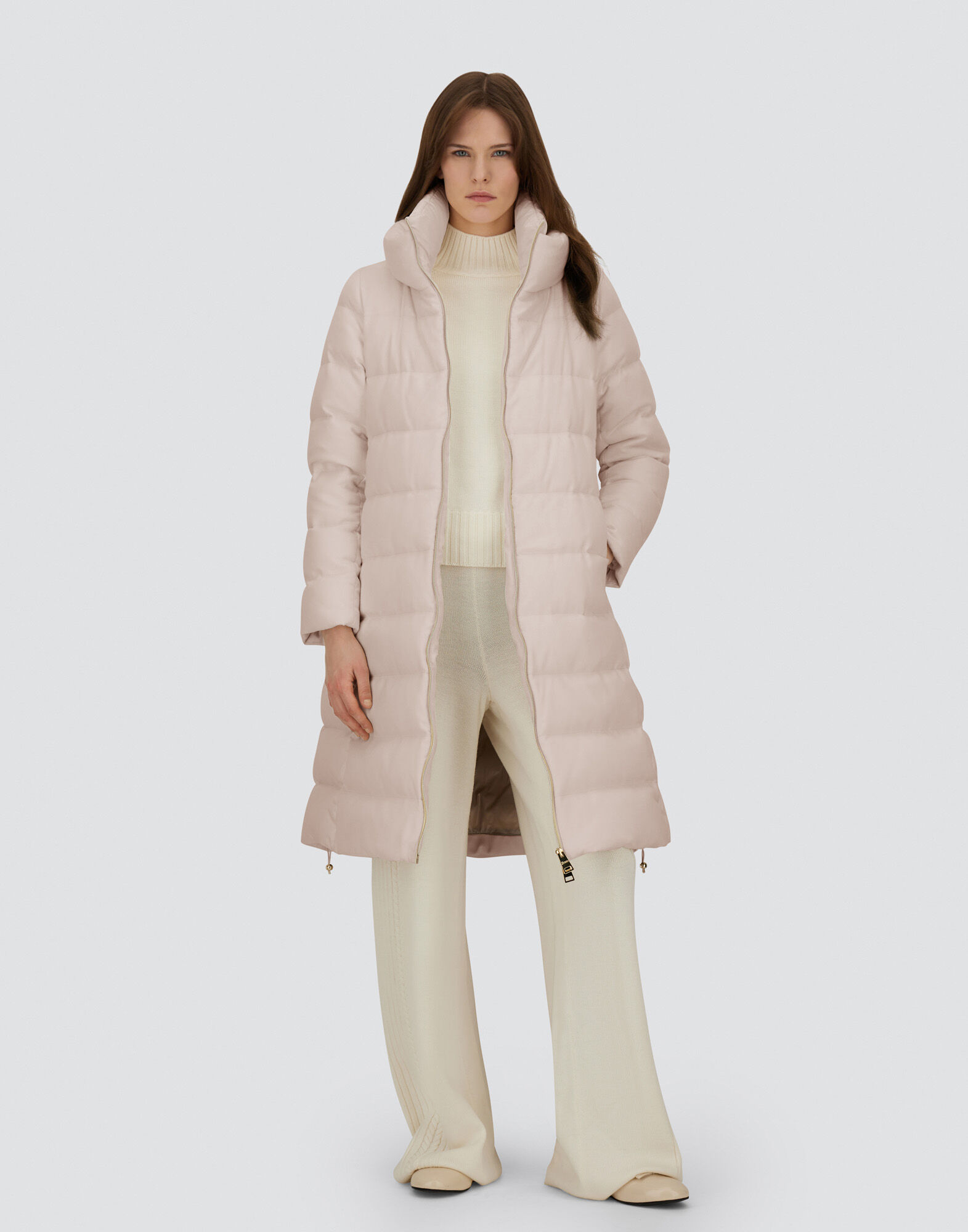 LONG JACKET IN CASHMERE, SILK AND SATIN