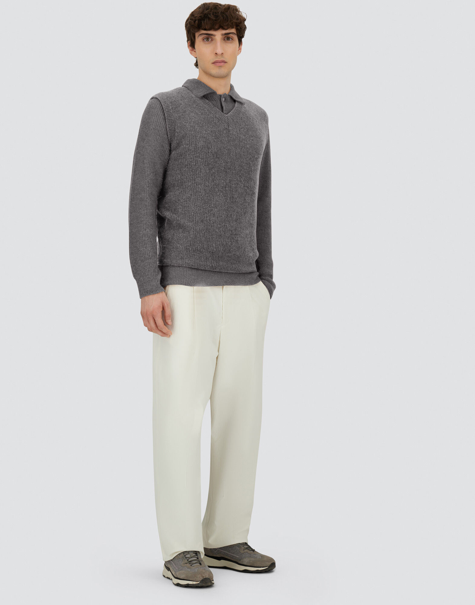 POLO SHIRT IN COB STITCH ALPACA WOOL