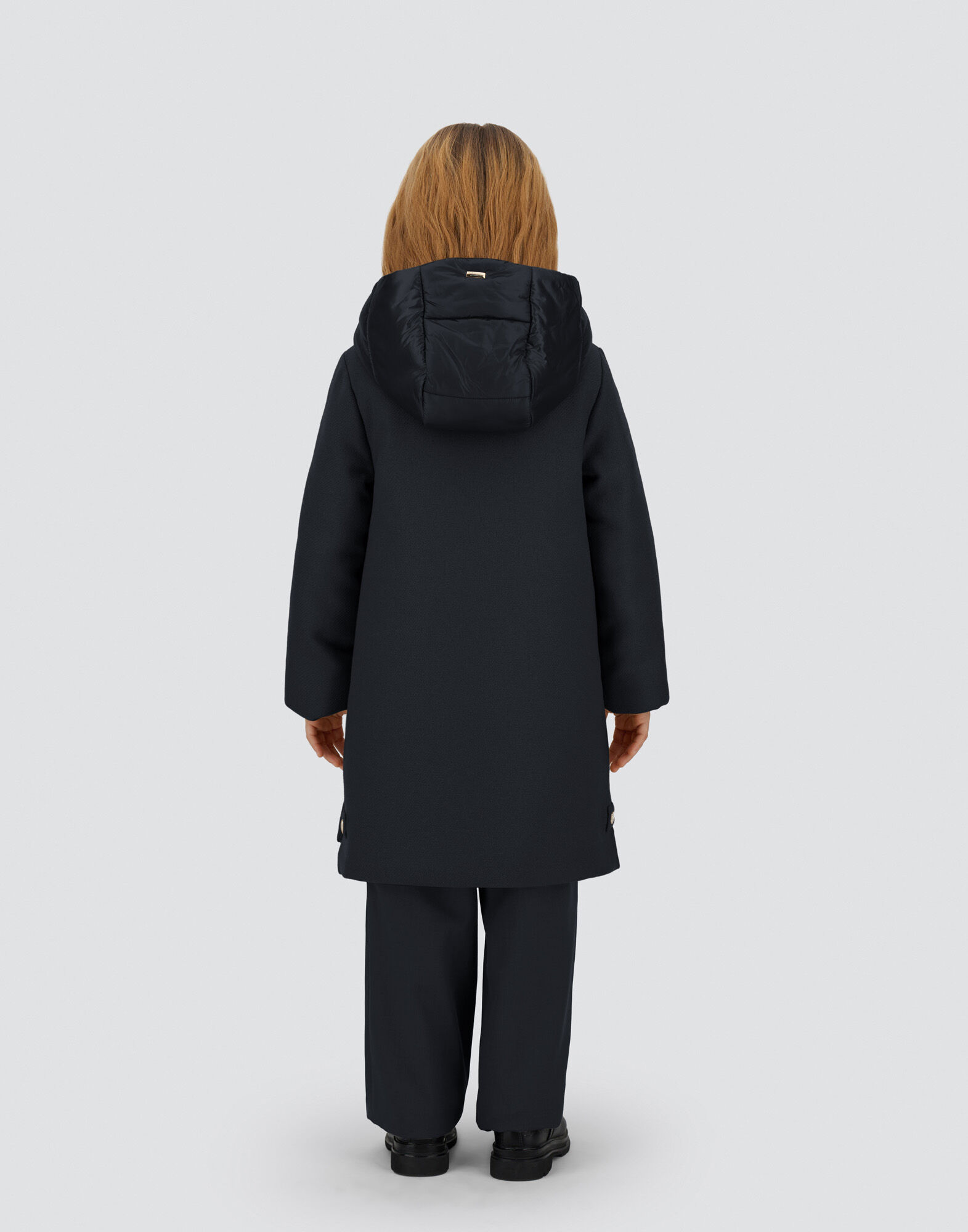HOODED COAT IN ECOWOOL AND NYLON ULTRALIGHT