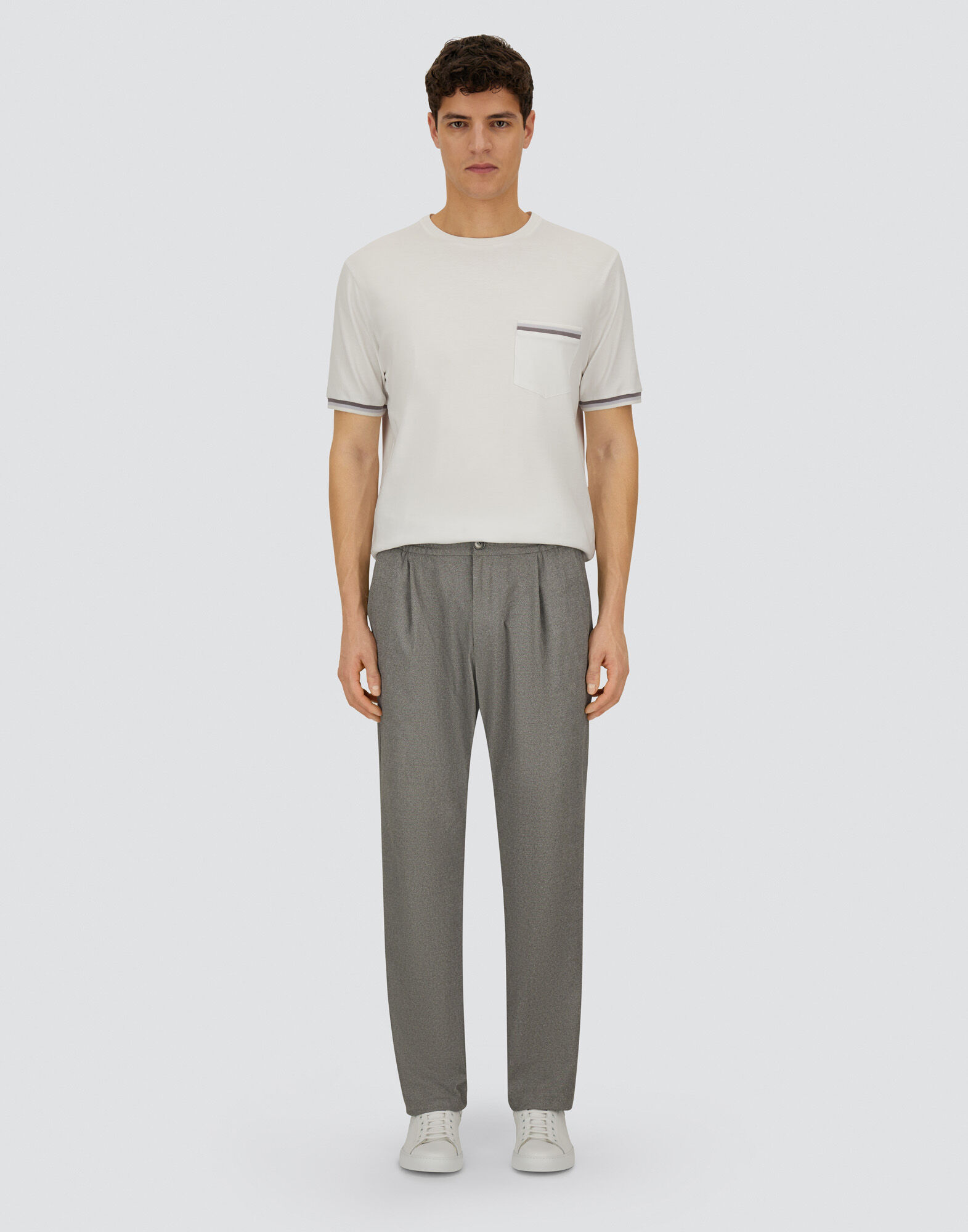 RESORT TROUSERS IN MELANGE SUEDE EFFECT