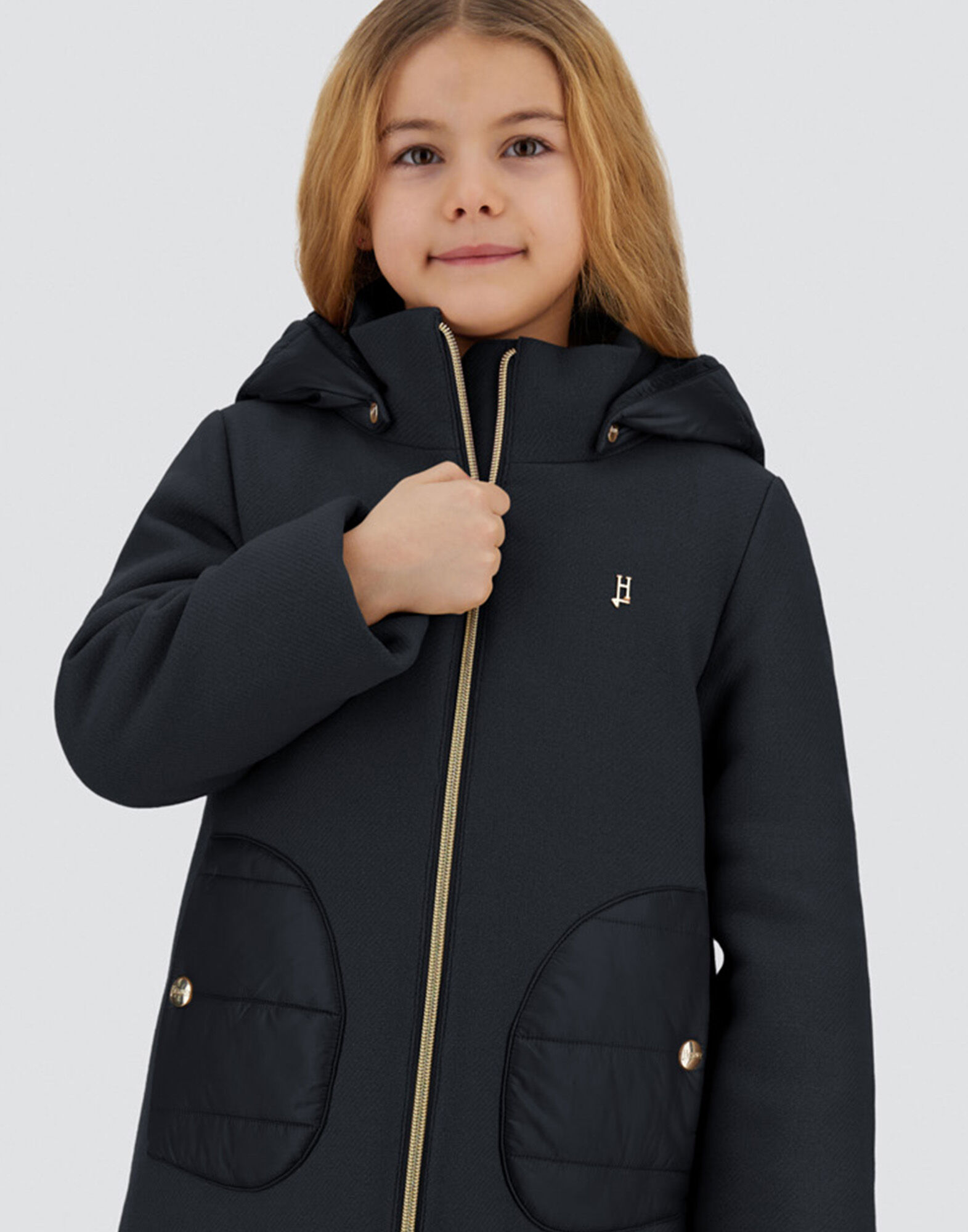 HOODED COAT IN ECOWOOL AND NYLON ULTRALIGHT