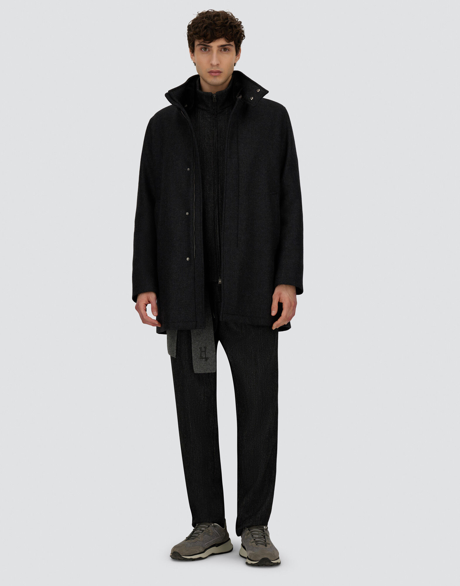 BOMBER JACKET IN HERRINGBONE WOOL FLANNEL