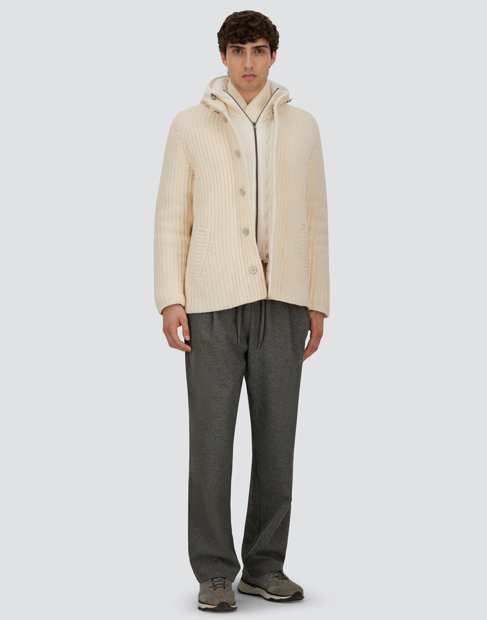 CARDIGAN IN COB STITCH WOOL