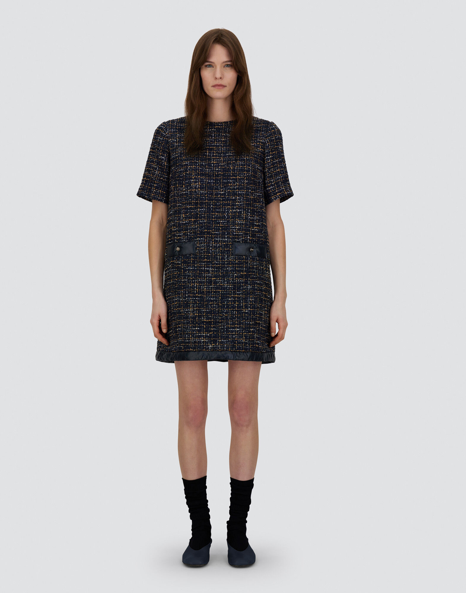 DRESS IN OPERATED TWEED AND NYLON ULTRALIGHT