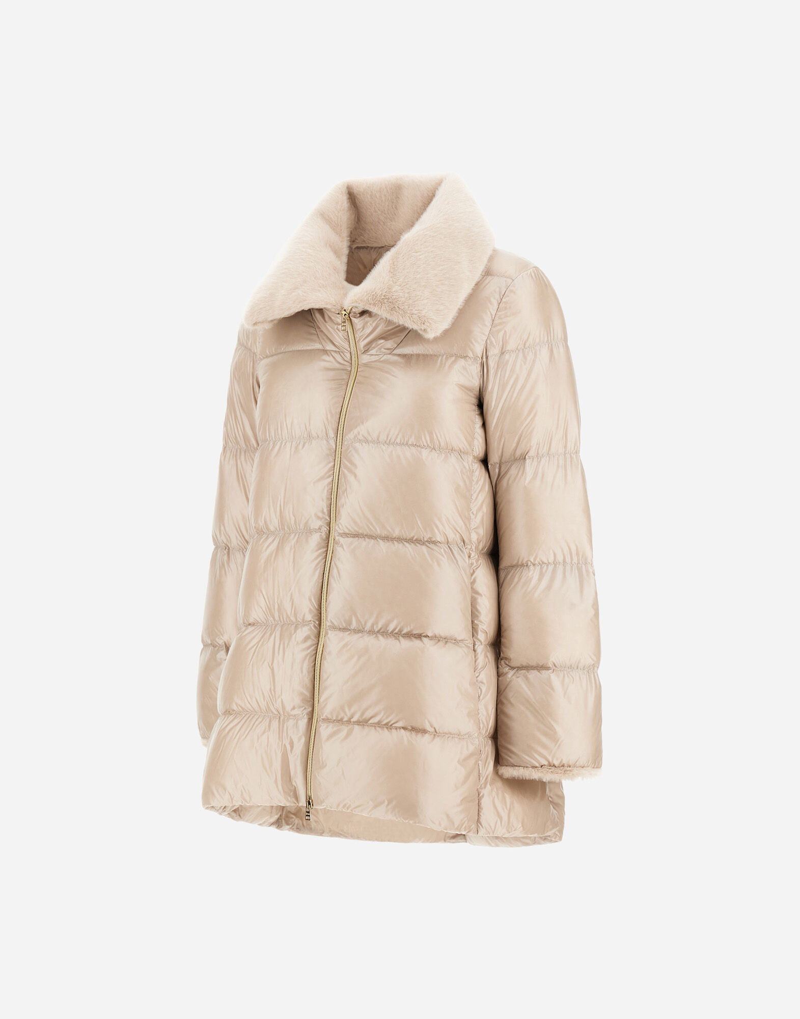 A-SHAPE JACKET IN NYLON ULTRALIGHT AND LADY ALTERNATIVE FUR