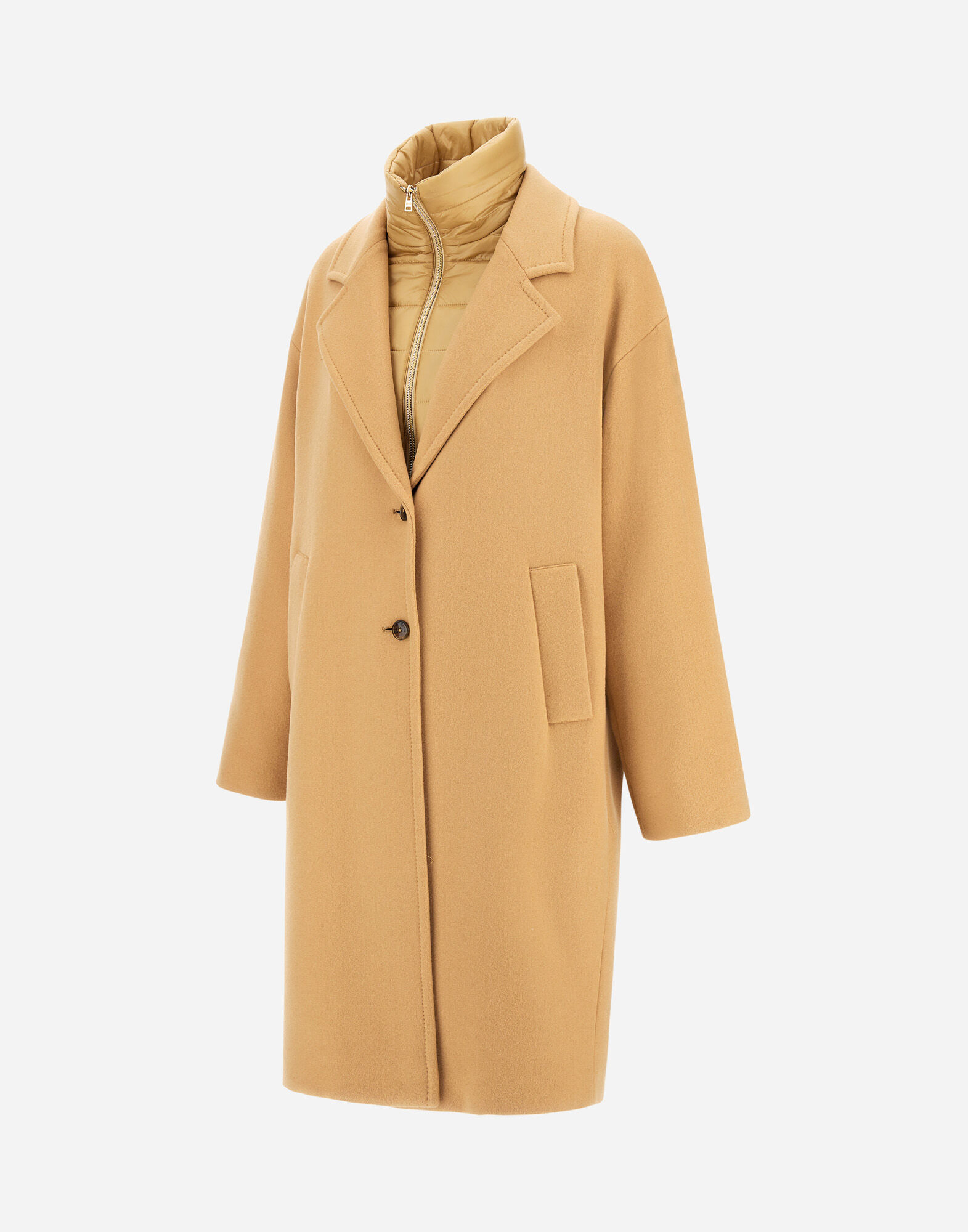 COAT IN VELOUR WOOL CLOTH AND NYLON ULTRALIGHT