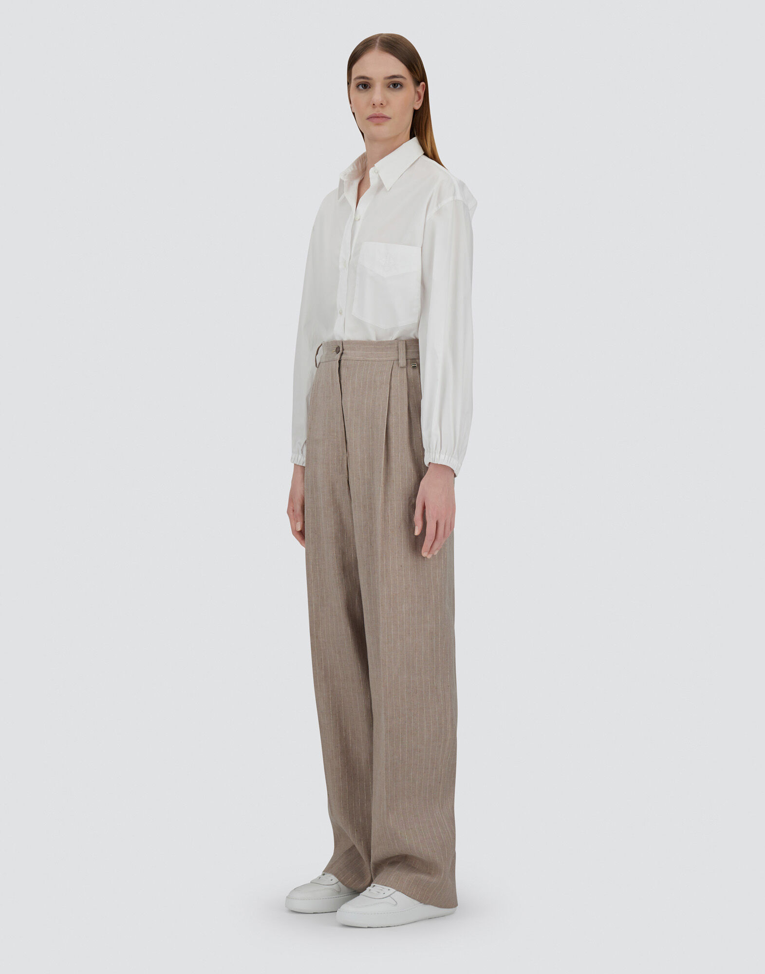 TROUSERS IN LINEN?PINSTRIPE