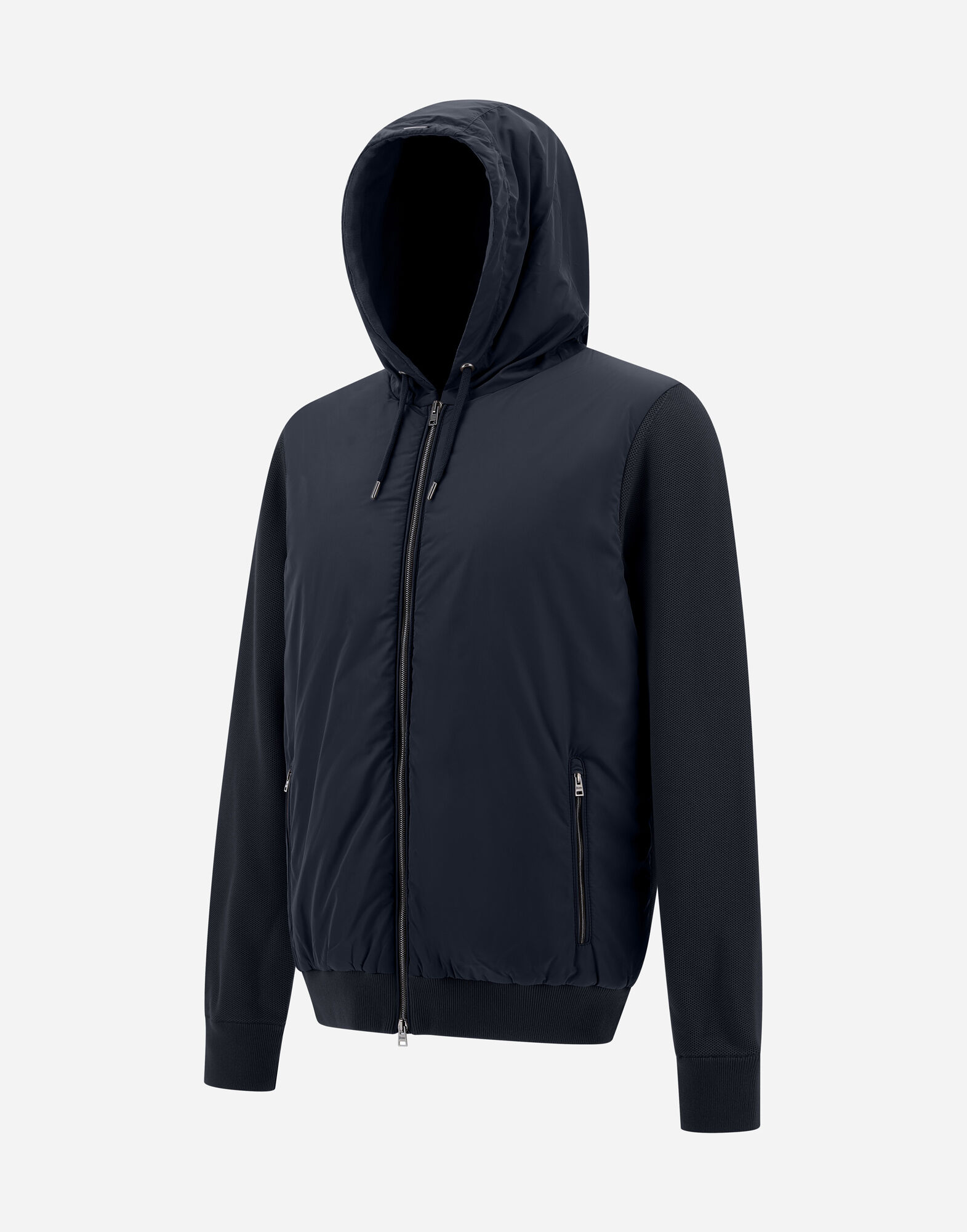 PIQUE' KNIT AND NYLON JACKET