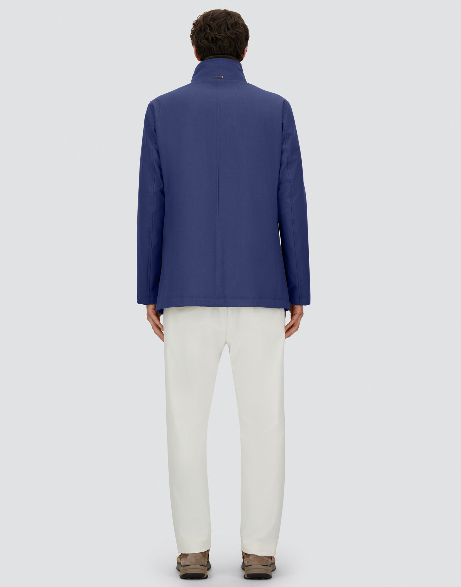 CARCOAT IN WOOLEN MELANGE TWILL AND LIGHT FAUX FUR
