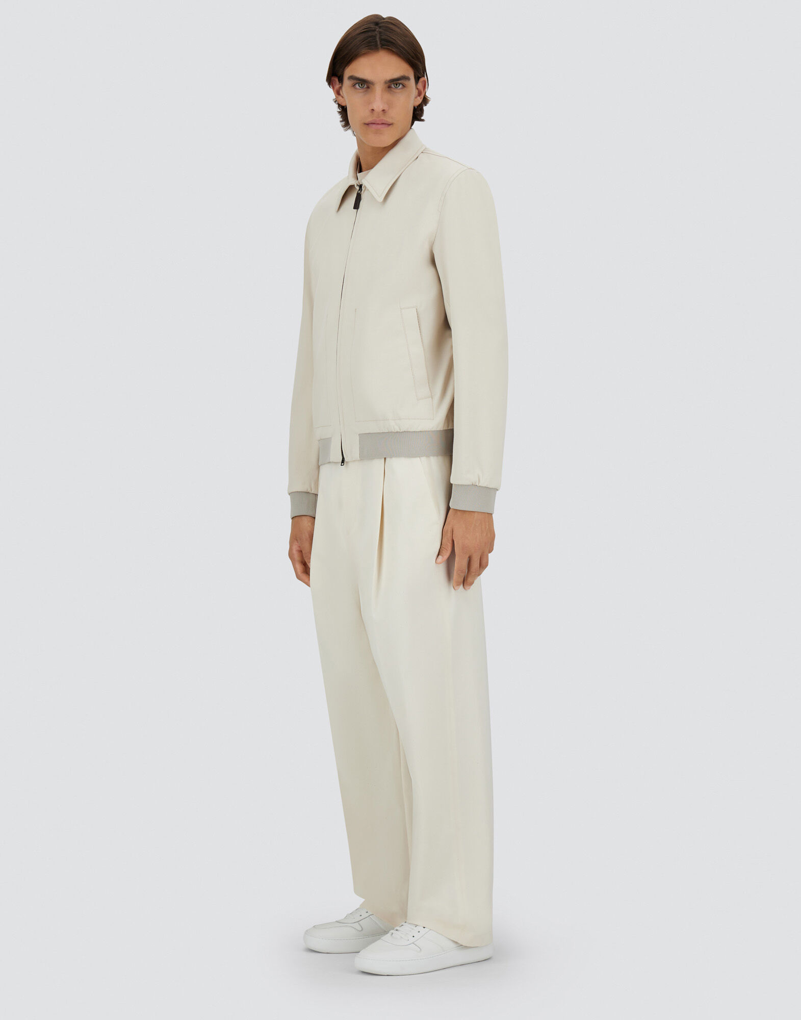 DIAGONAL COTTON BOMBER JACKET